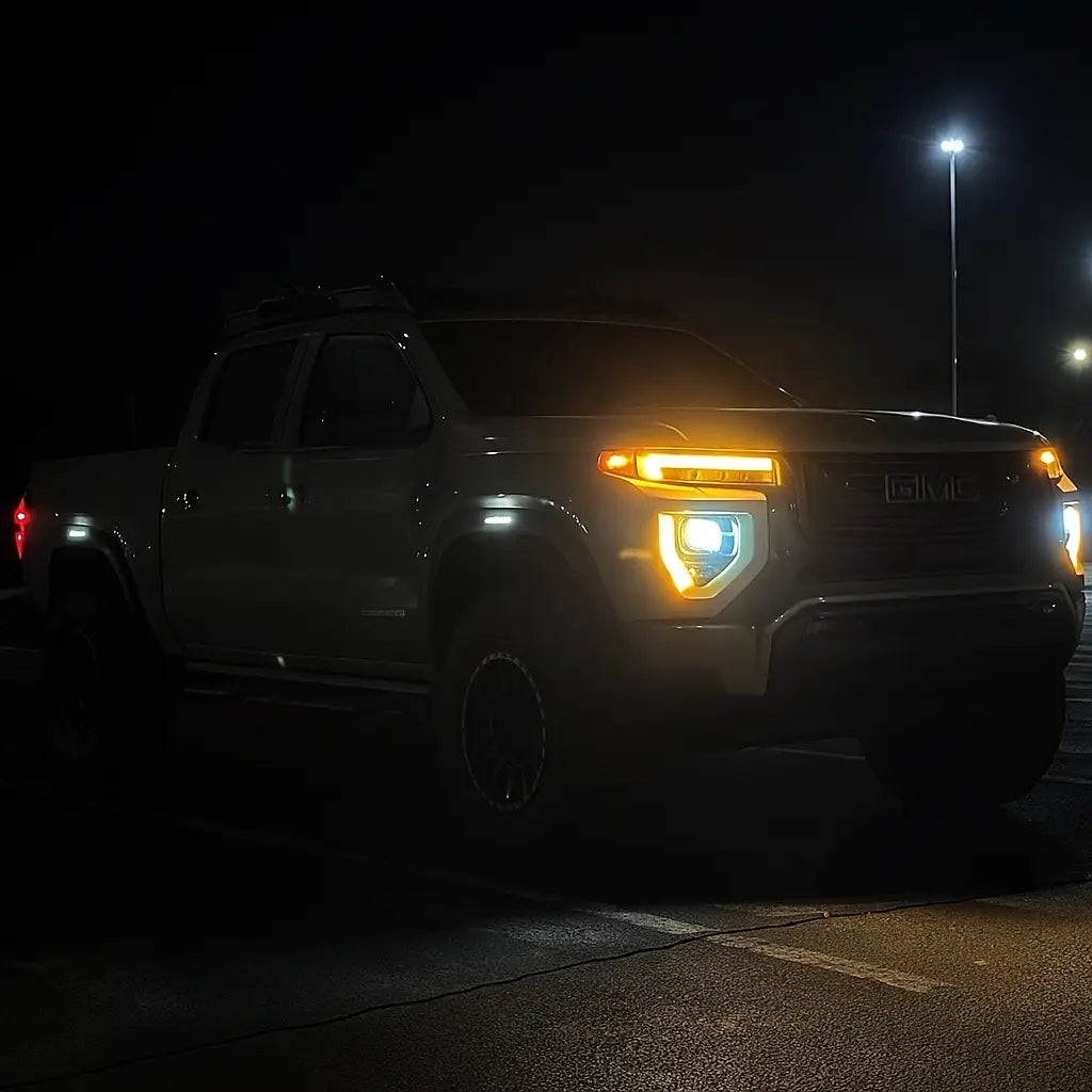 gmc canyon amber drl lights at night time