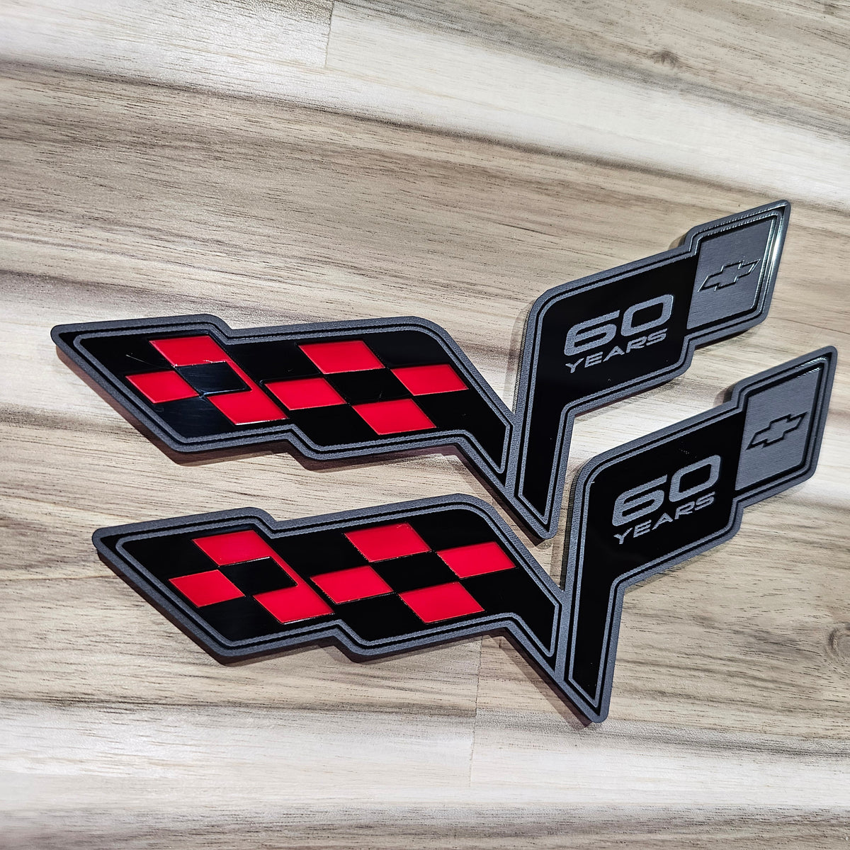 C6 60th anniversary edition emblems. Sold as pair