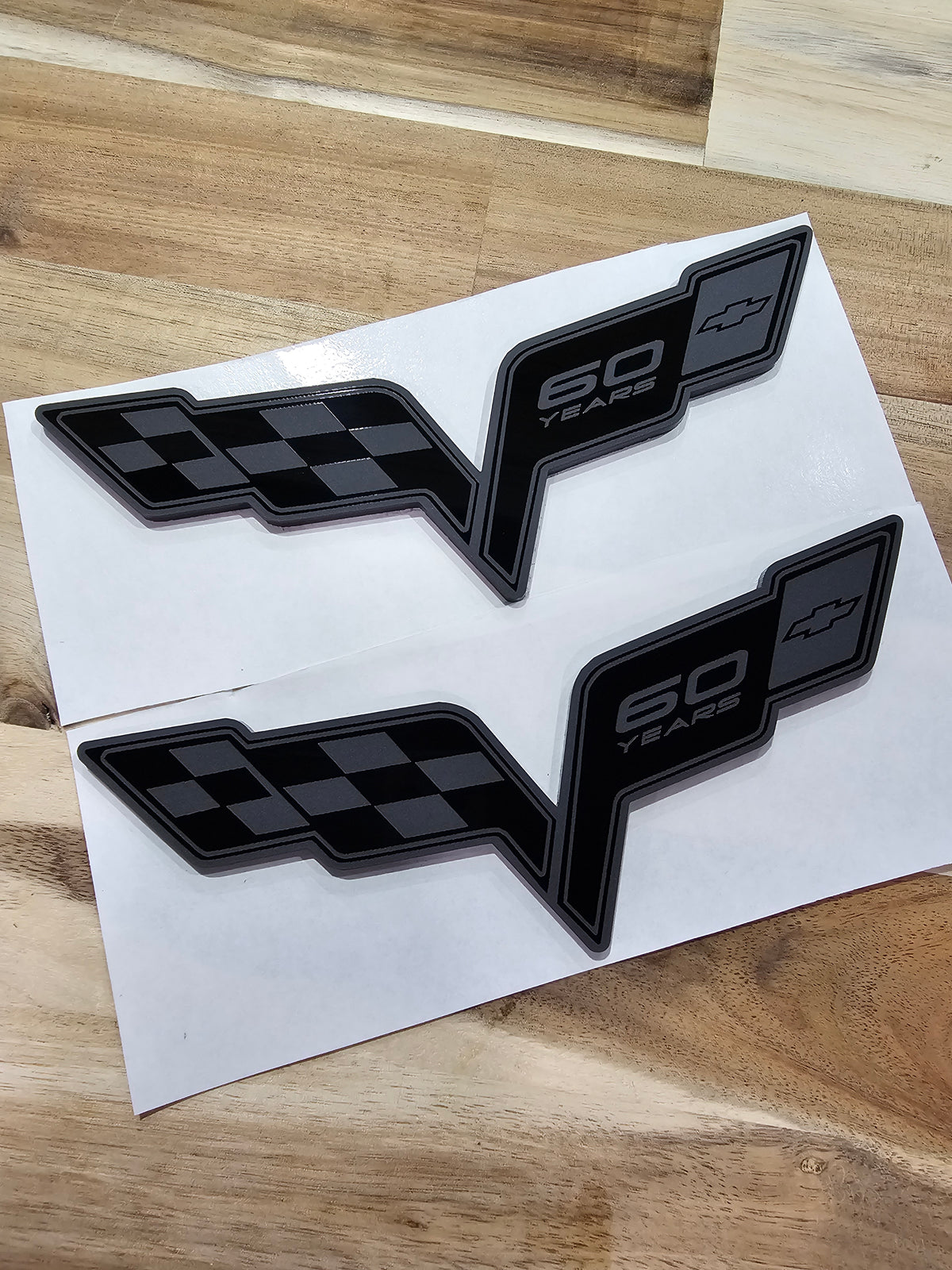C6 60th anniversary edition emblems. Sold as pair