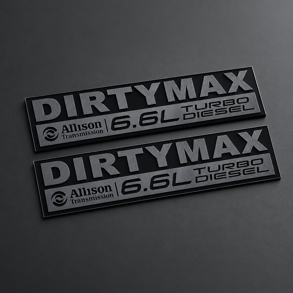 Black DIRTYMAX fender emblem 2020–2026 GMC Sierra fender inserts (Pair)
